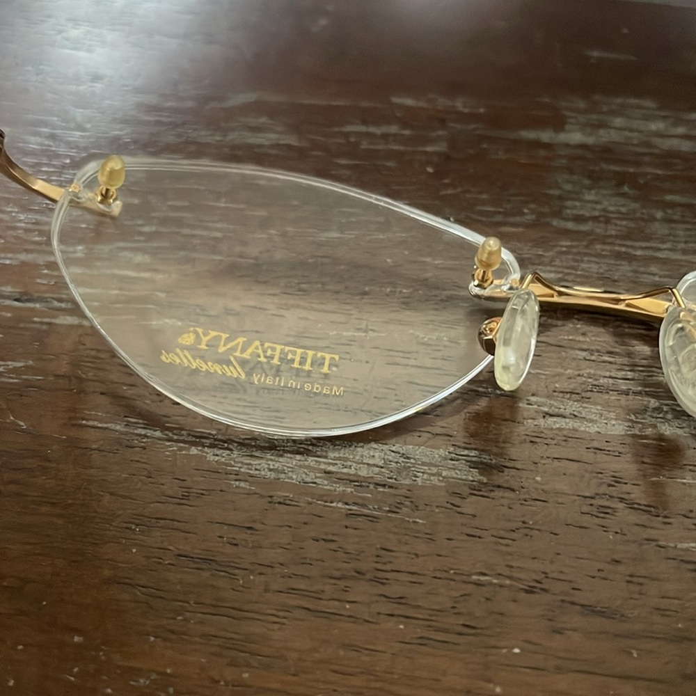 Tiffany Lunettes 23K gold plated T790 C4 gold  52-17 rimless eyeglasses - Picture 8 of 16